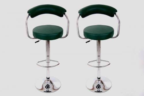 2x Design Barhocker dunkelgrün grün in der Höhe verstellbar mit Lehne - 