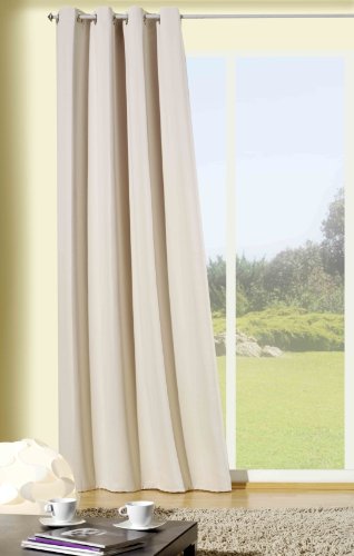 Gardine BLICKDICHT Verdunklungsgardine mit Ösen, Thermogardine, Verdunklungsvorhang , HxB 245x135 cm (CREME) TOP QUALITÄT -Einführungsaktion-