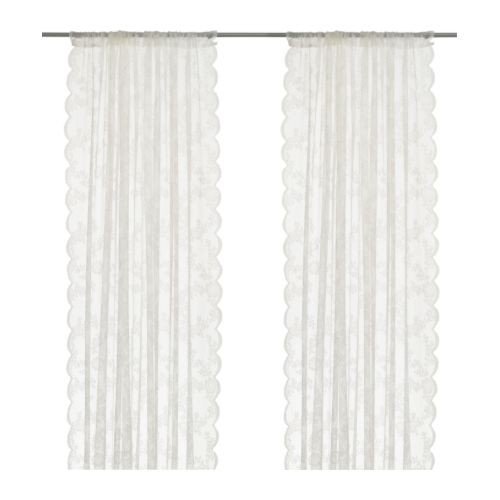 IKEA Gardinen-Set ALVINE SPETS - ZWEI weiße Gardinenschals