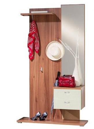 1-4-4-5-306: Garderobe / Spiegelschrank, Garderobenschrank - walnuss / vanille