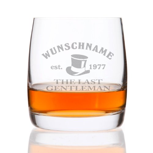 Privatglas Whiskeyglas (Bohemia) - Motiv: Geniesser - mit kostenloser Gravur des Vor & Nachnamens + Geburtsjahr
