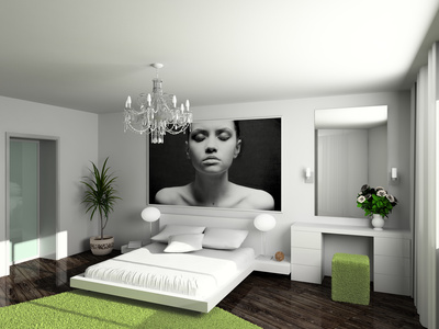 Schlafzimmer in grün